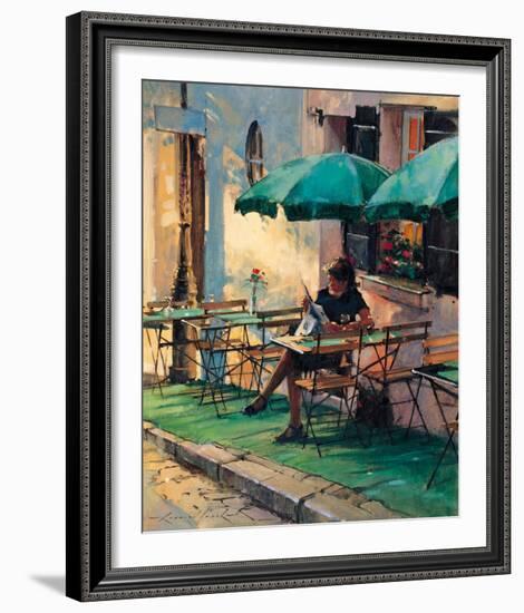 Only a Rose at Cafe Rose-Raymond Leech-Framed Art Print