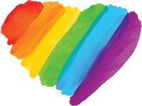 LGBT Pride Month Watercolor Texture Concept. Rainbow Flag Brush Style in Heart Shape Isolate on Whi-Only Flags-Photographic Print