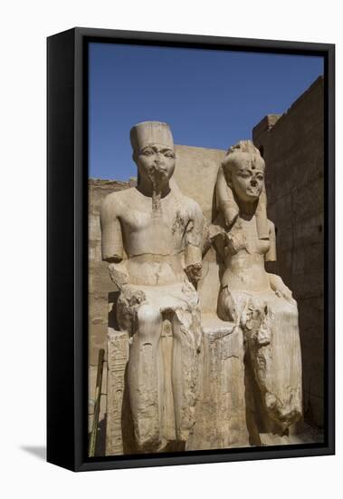 Only known Statue of King Tutankhamun on Left and Wife Queen Ankesenamun-Richard Maschmeyer-Framed Premier Image Canvas