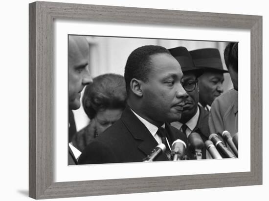 Only Two Weeks Since Jfk's Assassination, Martin Luther King, Met with President Lyndon Johnson-null-Framed Premium Photographic Print