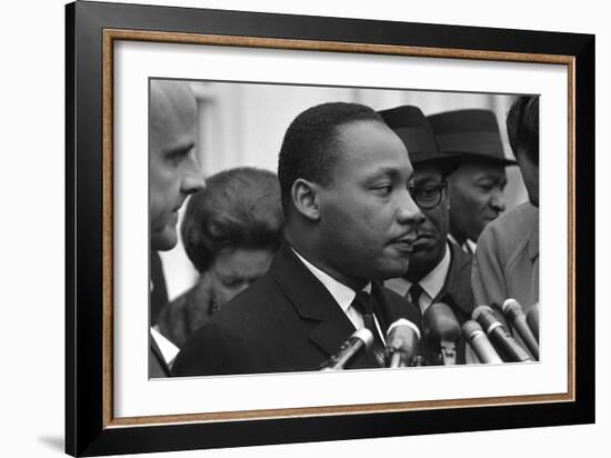 Only Two Weeks Since Jfk's Assassination, Martin Luther King, Met with President Lyndon Johnson-null-Framed Premium Photographic Print