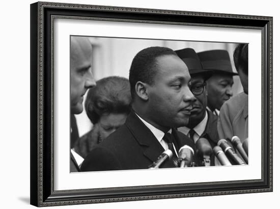 Only Two Weeks Since Jfk's Assassination, Martin Luther King, Met with President Lyndon Johnson-null-Framed Premium Photographic Print