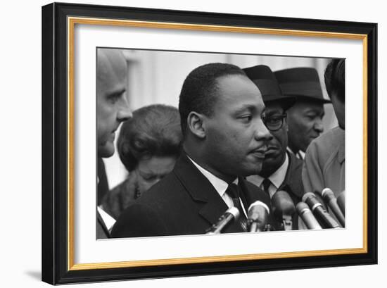 Only Two Weeks Since Jfk's Assassination, Martin Luther King, Met with President Lyndon Johnson-null-Framed Premium Photographic Print