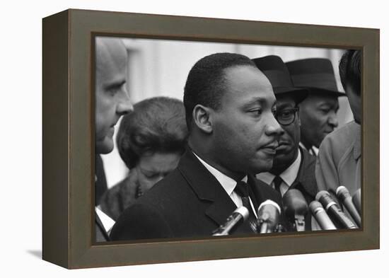 Only Two Weeks Since Jfk's Assassination, Martin Luther King, Met with President Lyndon Johnson-null-Framed Stretched Canvas