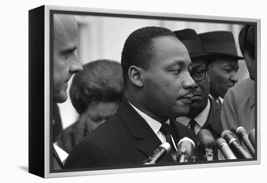 Only Two Weeks Since Jfk's Assassination, Martin Luther King, Met with President Lyndon Johnson-null-Framed Stretched Canvas