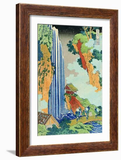 Ono Waterfall, the Kiso Highway, from the series 'A Journey to the Waterfalls of all the Provinces'-Katsushika Hokusai-Framed Giclee Print
