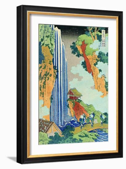 Ono Waterfall, the Kiso Highway, from the series 'A Journey to the Waterfalls of all the Provinces'-Katsushika Hokusai-Framed Giclee Print