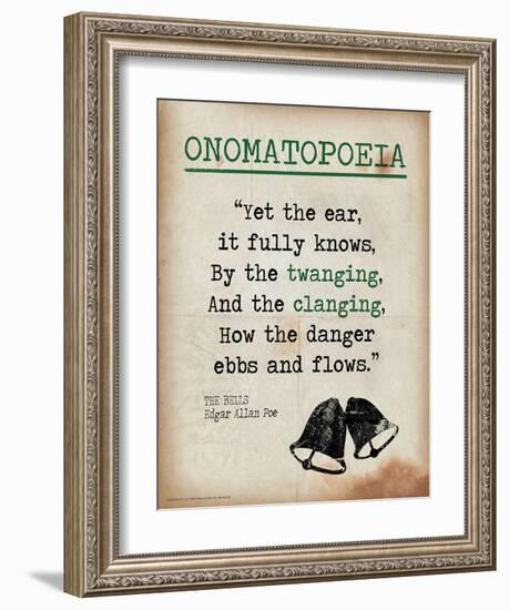 Onomatopoeia (Quote from The Bells by Edgar Allan Poe)-Jeanne Stevenson-Framed Art Print