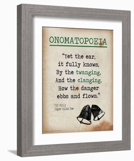 Onomatopoeia (Quote from The Bells by Edgar Allan Poe)-Jeanne Stevenson-Framed Art Print