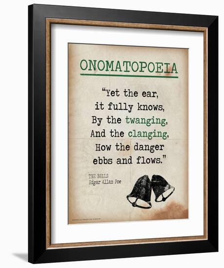 Onomatopoeia (Quote from The Bells by Edgar Allan Poe)-Jeanne Stevenson-Framed Art Print