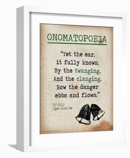 Onomatopoeia (Quote from The Bells by Edgar Allan Poe)-Jeanne Stevenson-Framed Art Print