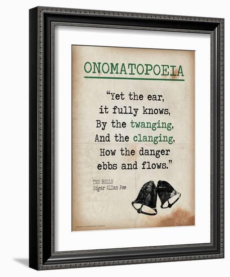 Onomatopoeia (Quote from The Bells by Edgar Allan Poe)-Jeanne Stevenson-Framed Art Print