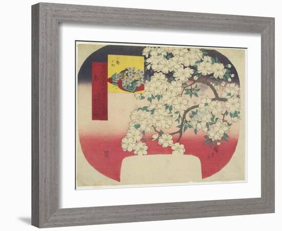 Onono Komachi and Ink Color Cherry Blossoms, Spring, 1844-1847-Utagawa Hiroshige-Framed Giclee Print