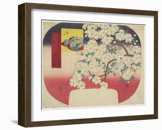 Onono Komachi and Ink Color Cherry Blossoms, Spring, 1844-1847-Utagawa Hiroshige-Framed Giclee Print