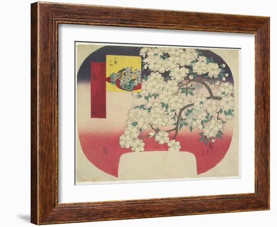 Onono Komachi and Ink Color Cherry Blossoms, Spring, 1844-1847-Utagawa Hiroshige-Framed Giclee Print