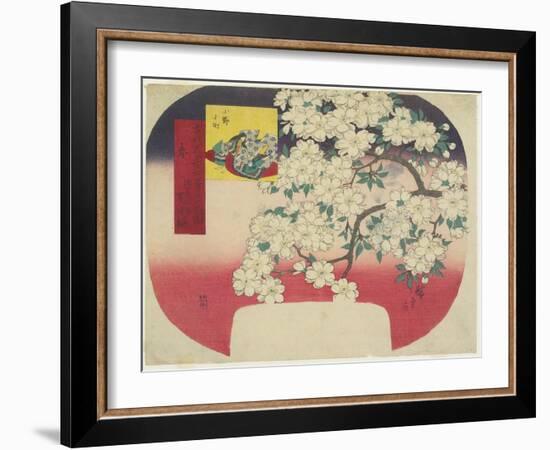 Onono Komachi and Ink Color Cherry Blossoms, Spring, 1844-1847-Utagawa Hiroshige-Framed Giclee Print