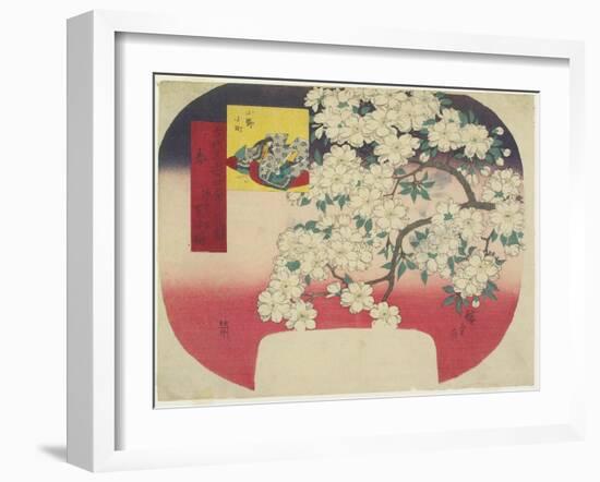 Onono Komachi and Ink Color Cherry Blossoms, Spring, 1844-1847-Utagawa Hiroshige-Framed Giclee Print