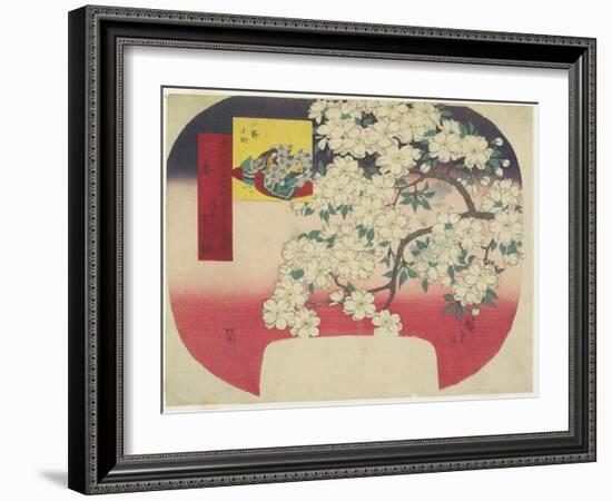 Onono Komachi and Ink Color Cherry Blossoms, Spring, 1844-1847-Utagawa Hiroshige-Framed Giclee Print