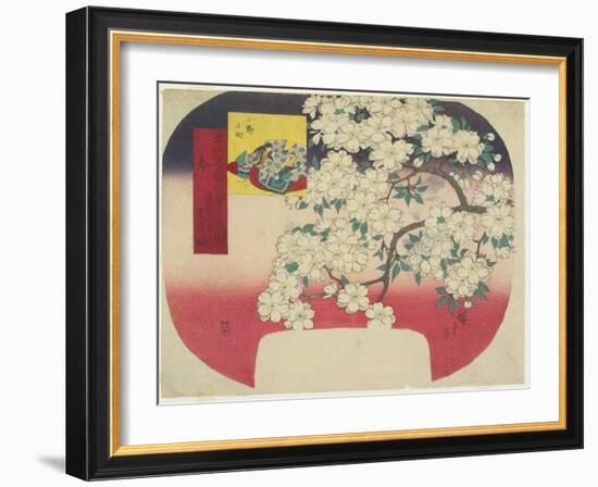 Onono Komachi and Ink Color Cherry Blossoms, Spring, 1844-1847-Utagawa Hiroshige-Framed Giclee Print