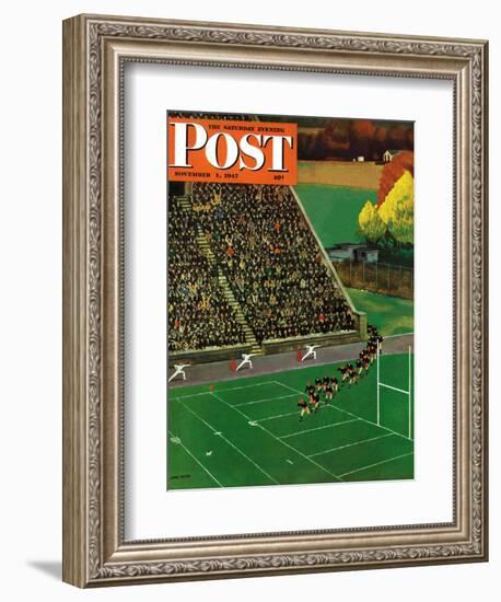 "Onto the Field," Saturday Evening Post Cover, November 1, 1947-John Falter-Framed Giclee Print