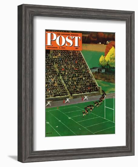 "Onto the Field," Saturday Evening Post Cover, November 1, 1947-John Falter-Framed Giclee Print