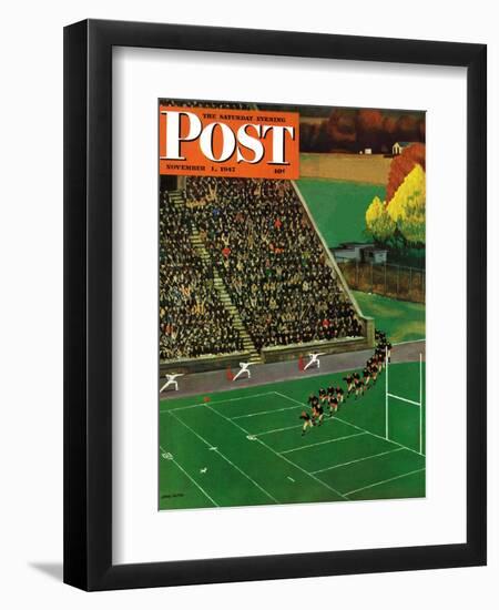 "Onto the Field," Saturday Evening Post Cover, November 1, 1947-John Falter-Framed Giclee Print