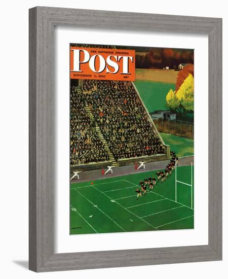 "Onto the Field," Saturday Evening Post Cover, November 1, 1947-John Falter-Framed Giclee Print