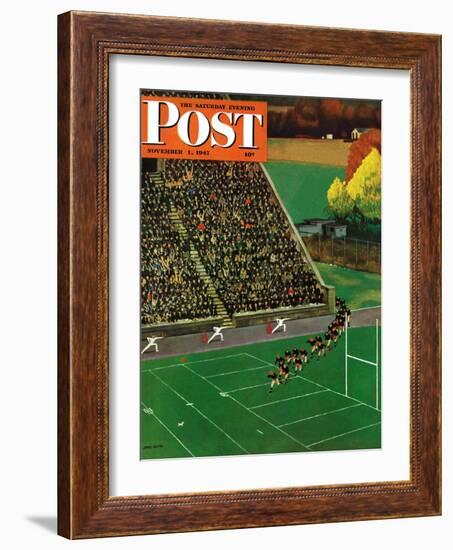 "Onto the Field," Saturday Evening Post Cover, November 1, 1947-John Falter-Framed Giclee Print