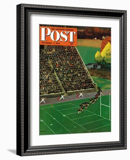 "Onto the Field," Saturday Evening Post Cover, November 1, 1947-John Falter-Framed Giclee Print