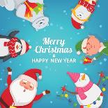 Christmas Background with Funny Characters. Design Template with Place for Your Text. Christmas Ban-ONYXprj-Art Print