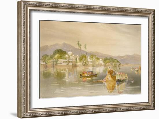 Oodypure, the Jugmunder Palace, from 'India Ancient and Modern', 1867 (Colour Litho)-William 'Crimea' Simpson-Framed Giclee Print