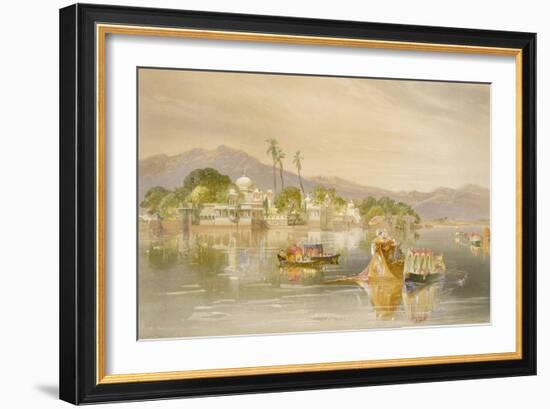 Oodypure, the Jugmunder Palace, from 'India Ancient and Modern', 1867 (Colour Litho)-William 'Crimea' Simpson-Framed Giclee Print