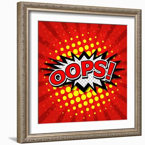 Oops! - Commic Speech Bubble, Cartoon-jirawatp-Framed Art Print