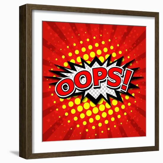 Oops! - Commic Speech Bubble, Cartoon-jirawatp-Framed Art Print