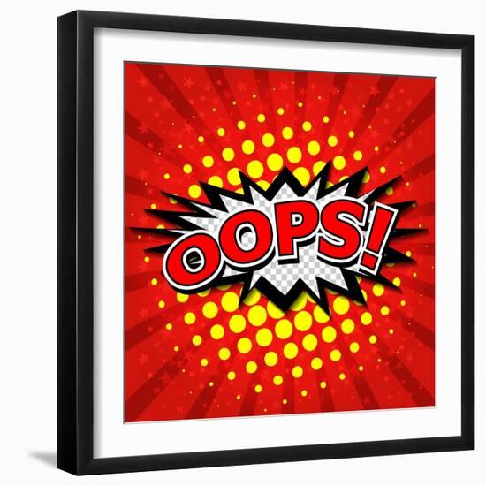 Oops! - Commic Speech Bubble, Cartoon-jirawatp-Framed Art Print