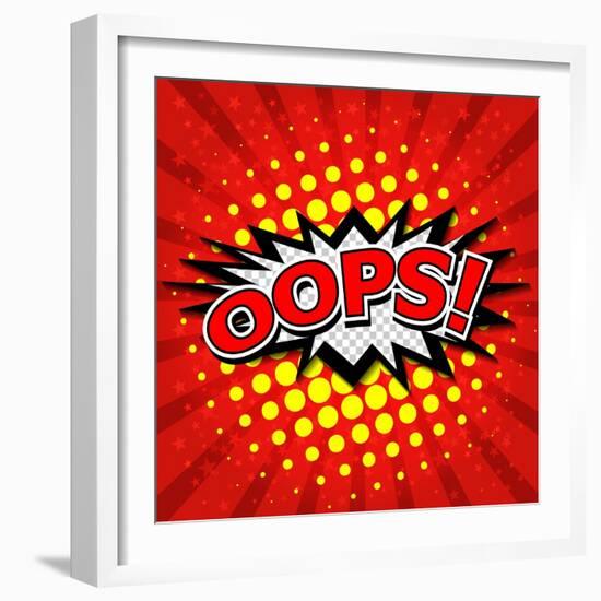 Oops! - Commic Speech Bubble, Cartoon-jirawatp-Framed Art Print