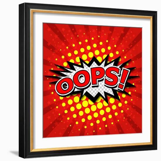 Oops! - Commic Speech Bubble, Cartoon-jirawatp-Framed Art Print