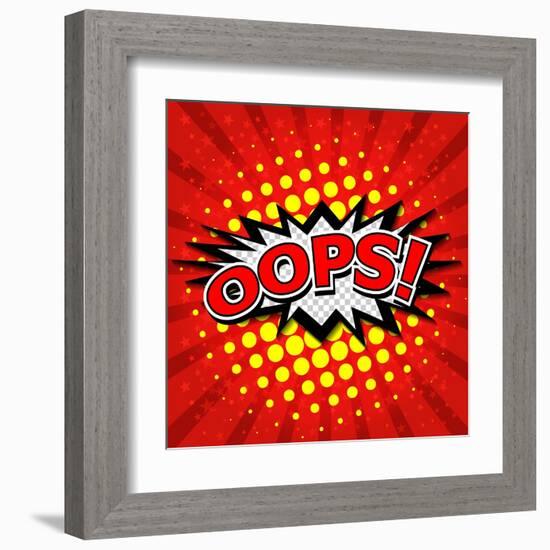 Oops! - Commic Speech Bubble, Cartoon-jirawatp-Framed Art Print