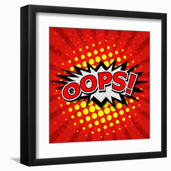 Oops! - Commic Speech Bubble, Cartoon-jirawatp-Framed Art Print