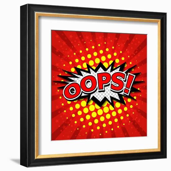 Oops! - Commic Speech Bubble, Cartoon-jirawatp-Framed Art Print