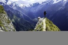 Traveler at the Edge of a Cliff with Amazing View behind Him-Ooriya Ron-Framed Photographic Print