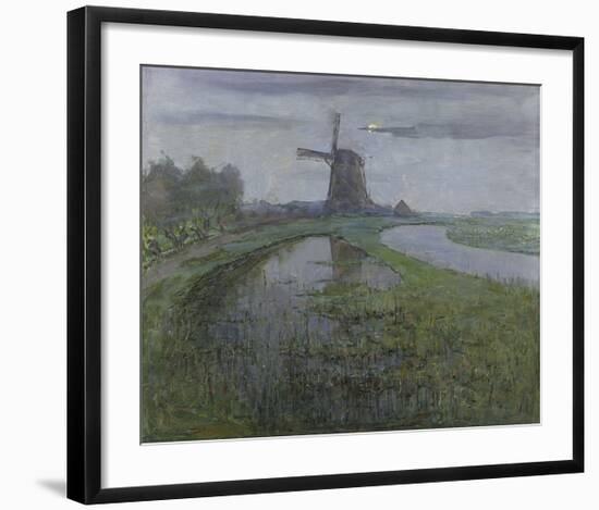 Oostzijdse Mill along the River Gein by Moonlight, c.1903-Piet Mondrian-Framed Premium Giclee Print