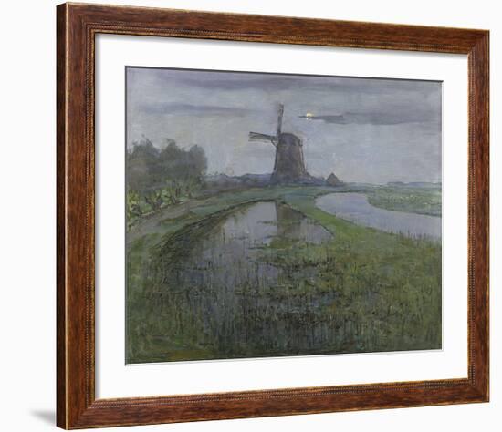 Oostzijdse Mill along the River Gein by Moonlight, c.1903-Piet Mondrian-Framed Premium Giclee Print