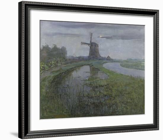 Oostzijdse Mill along the River Gein by Moonlight, c.1903-Piet Mondrian-Framed Premium Giclee Print