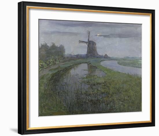 Oostzijdse Mill along the River Gein by Moonlight, c.1903-Piet Mondrian-Framed Premium Giclee Print