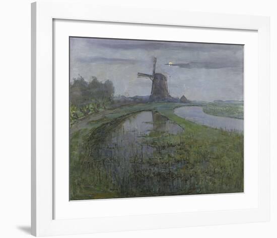 Oostzijdse Mill along the River Gein by Moonlight, c.1903-Piet Mondrian-Framed Premium Giclee Print