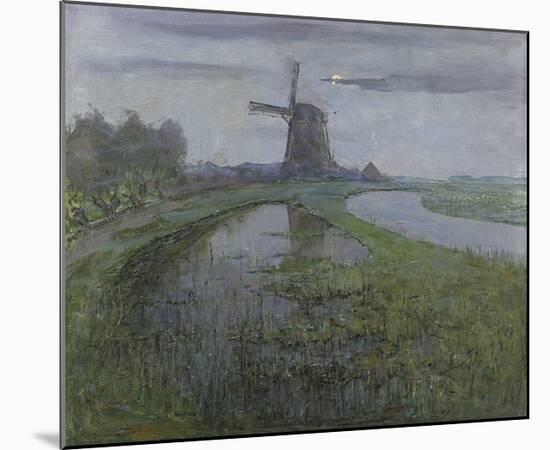 Oostzijdse Mill along the River Gein by Moonlight, c.1903-Piet Mondrian-Mounted Premium Giclee Print