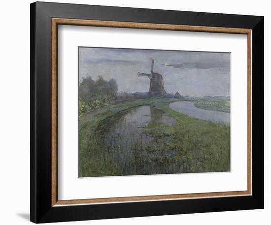 Oostzijdse Mill Along the River Gein by Moonlight, C. 1903-Piet Mondriaan-Framed Art Print