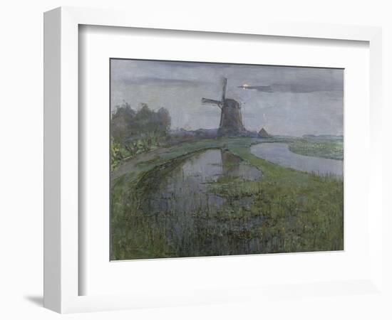 Oostzijdse Mill Along the River Gein by Moonlight, C. 1903-Piet Mondriaan-Framed Premium Giclee Print