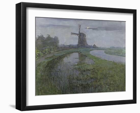 Oostzijdse Mill Along the River Gein by Moonlight, C. 1903-Piet Mondriaan-Framed Art Print